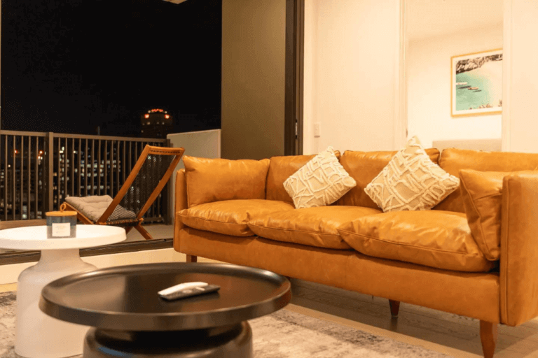 Furnished living area | Leather Sofa